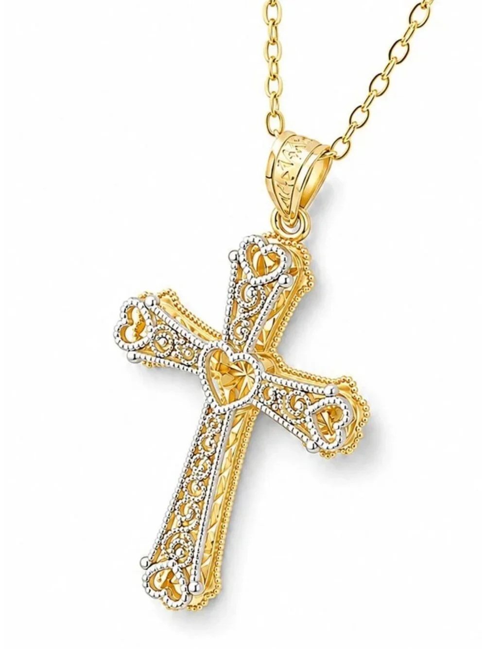 Cross Pendant Solid 14k Yellow Gold